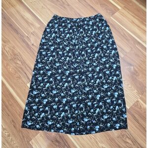 Vtg 90s Bentley Midi Skirt Womens Large Fairy Y2k 90s Black Blue Floral Whimsy